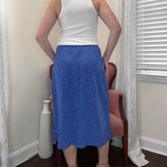 Vintage 1980's Blue and White Midi Skirt  By Joan Leslie - Picture 3 of 8